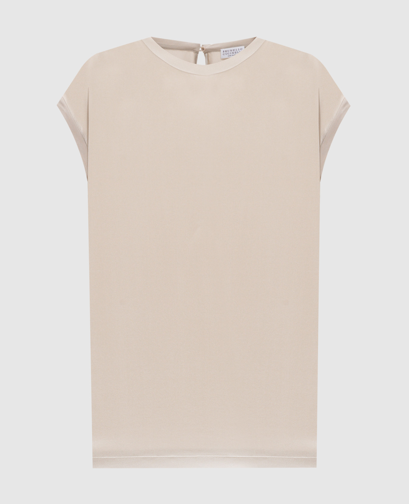 Beige silk top with monil chain Brunello Cucinelli