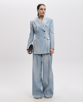 Ermanno Scervino Blue double-breasted jacket with a degraded effect D466I322EMY