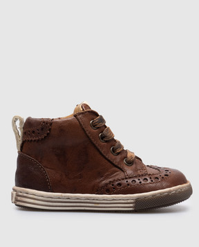 Zecchino D'oro Children's brown leather shoes with perforations N1212911922