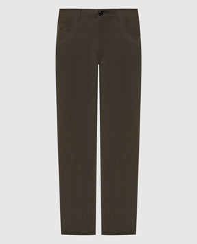 Stefano Ricci Green pants with logo patch MFT41S0060T213PT