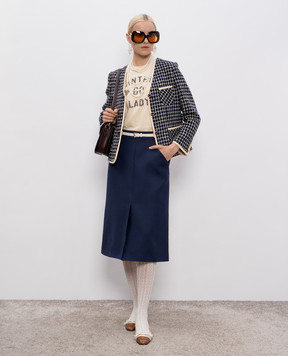 Valentino Blue wool and silk midi skirt 7B3RADM51CF