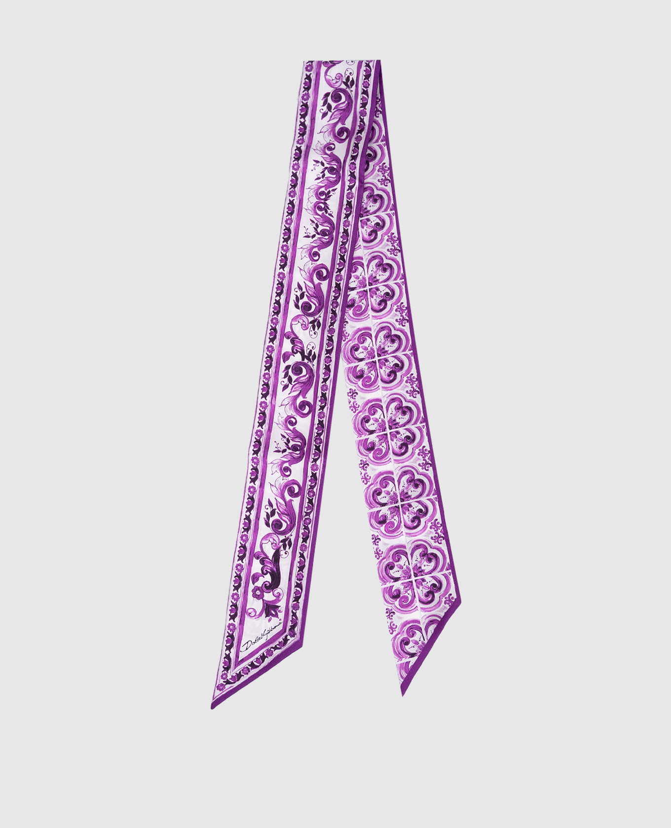 

Majolica print silk twill ribbon Dolce&Gabbana, White