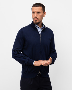 Brunello Cucinelli Blue wool and cashmere cardigan M2400106