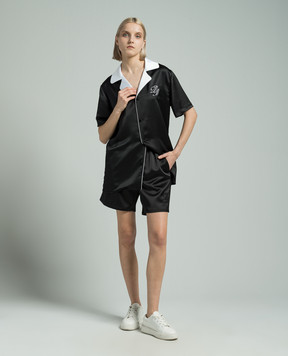 Balmain Black blouse with logo monogram embroidery CH0HN089XI63