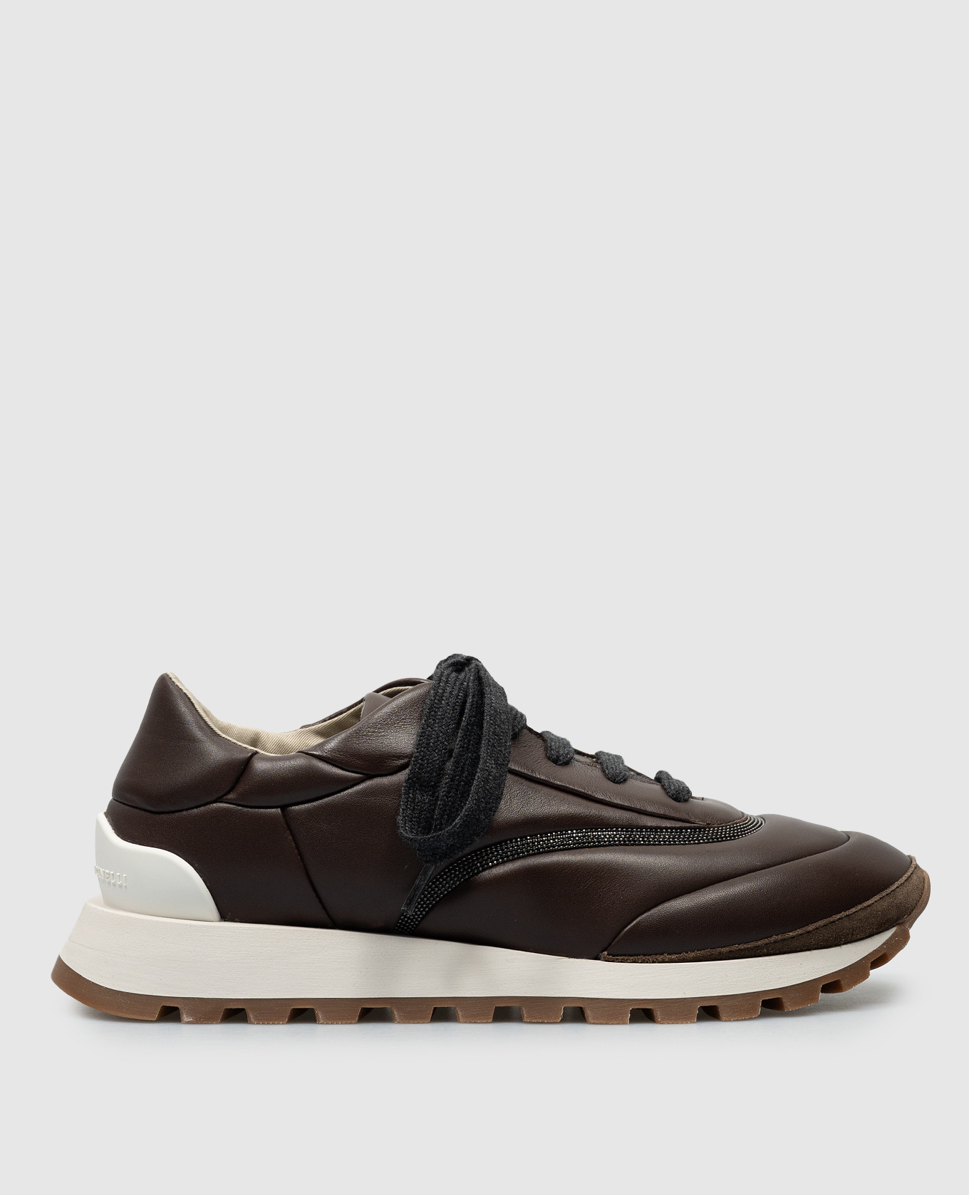 

Brown leather sneakers with monil chain Brunello Cucinelli