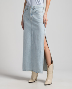 AGOLDE Astrid blue denim skirt with slits A30571601