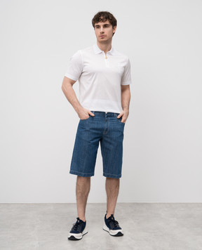 Stefano Ricci Blue denim shorts with linen MFT5103220T205BL