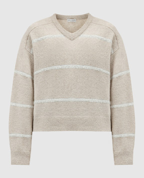Brunello Cucinelli Beige pullover with wool and sequins MSP710602P