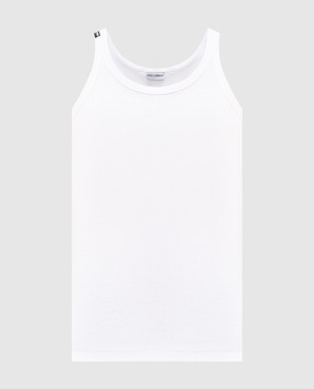 Dolce&Gabbana White ribbed T-shirt with logo patch M8C19JONN96