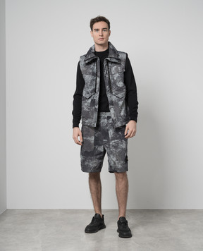 Stone Island Gray vest with logo patch 8015G06E1