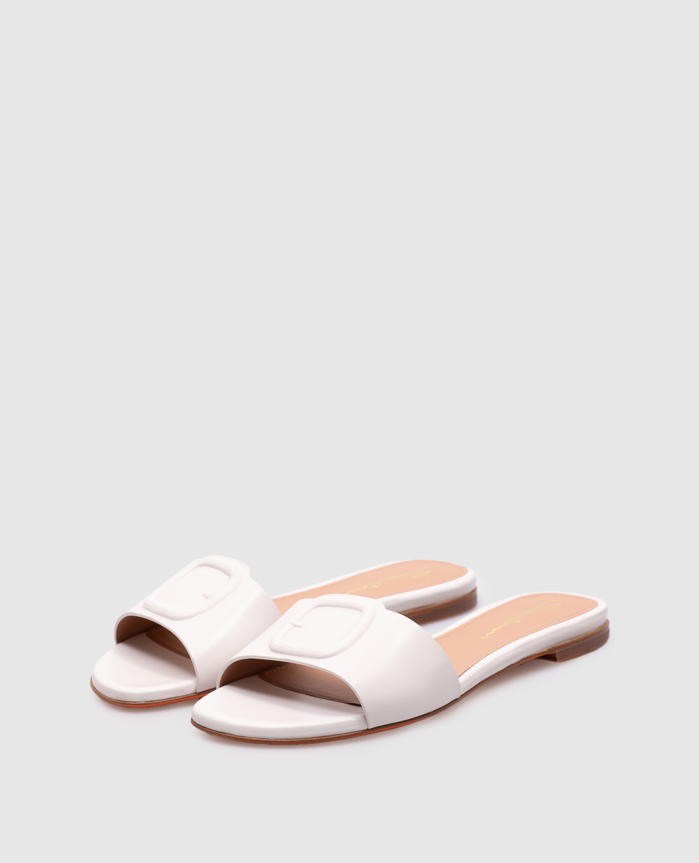 

White leather flip-flops with logo Santoni