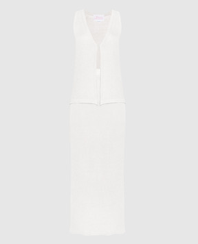 Babe Pay Pls A white suit made of a waistcoat and a skirt made of linen MD9772307420R