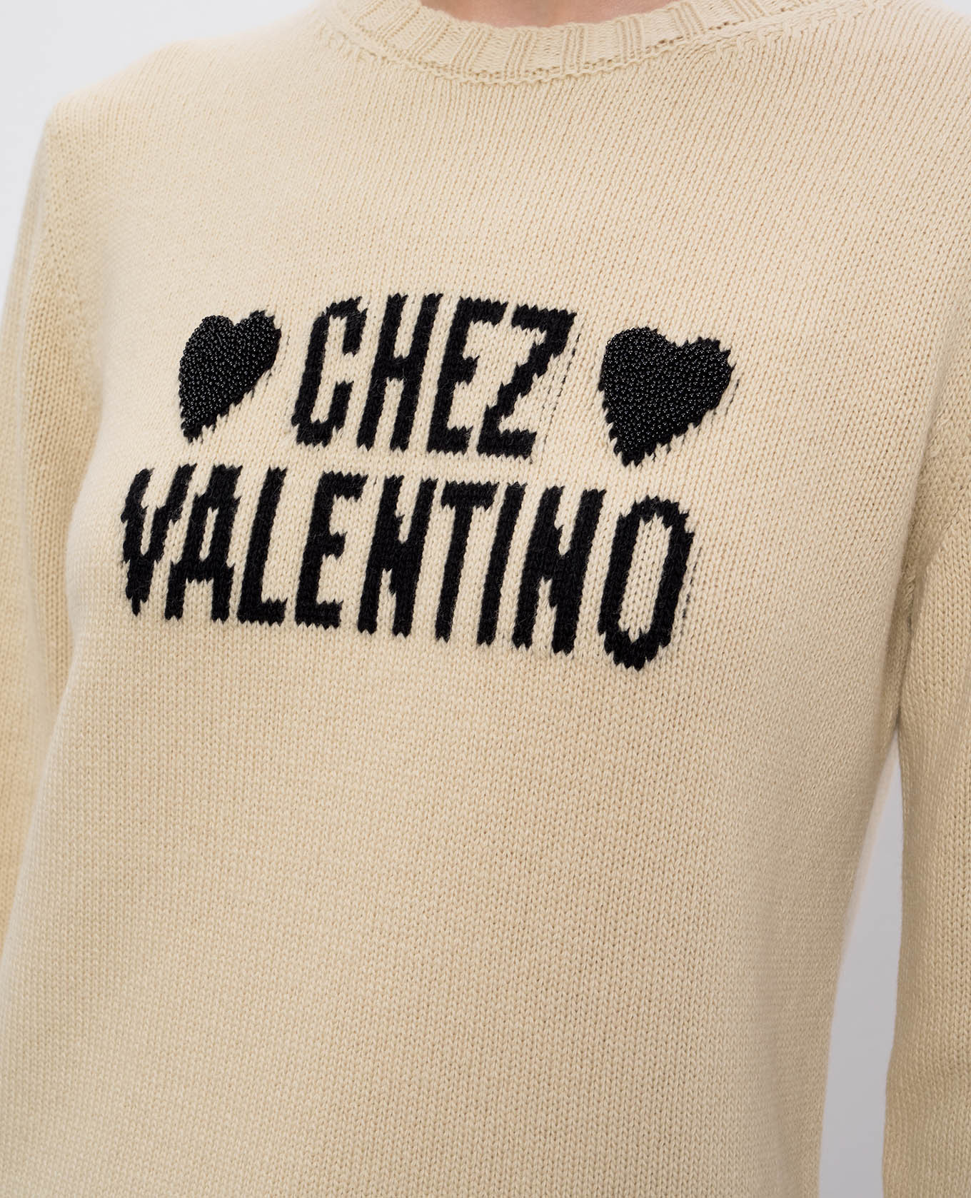 Beige wool sweater with logo pattern Valentino 5