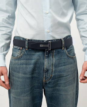 Tom Ford Blue leather belt with monogram logo TB248LCL237S
