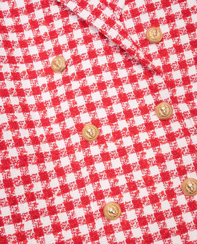 Balmain Children's red double-breasted tweed jacket BW2A24E0203
