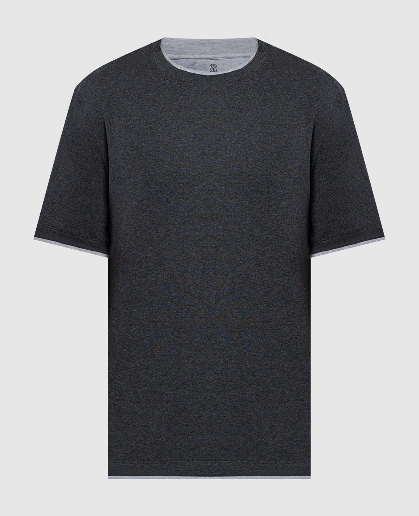 Gray t-shirt with layering effect brunello cucinelli