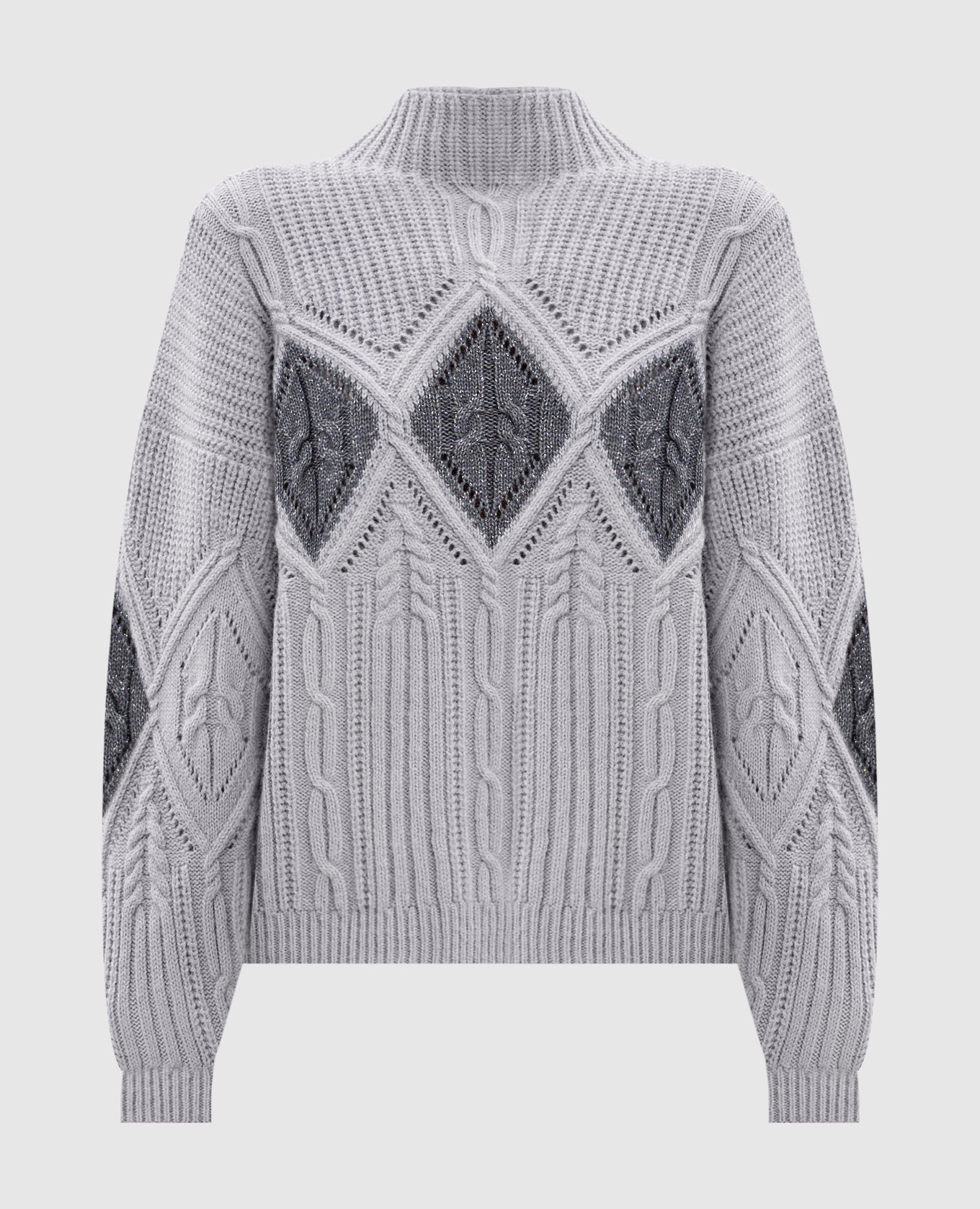 Gray wool sweater with textured pattern Twinset