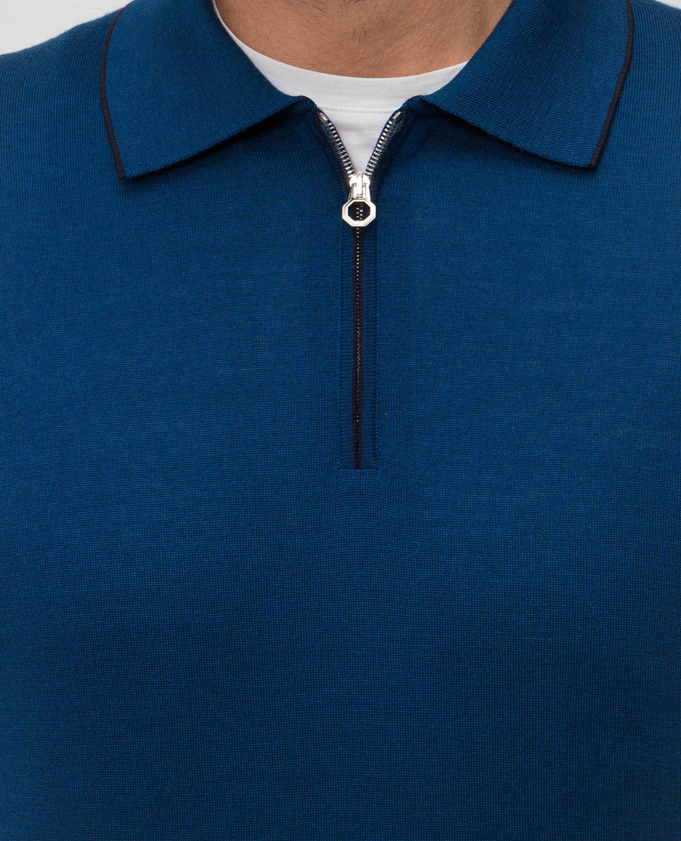 

Blue wool, silk and cashmere polo shirt Stefano Ricci