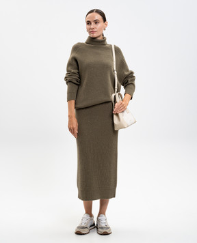 Peserico Green midi skirt with wool and silk S95029F0709095