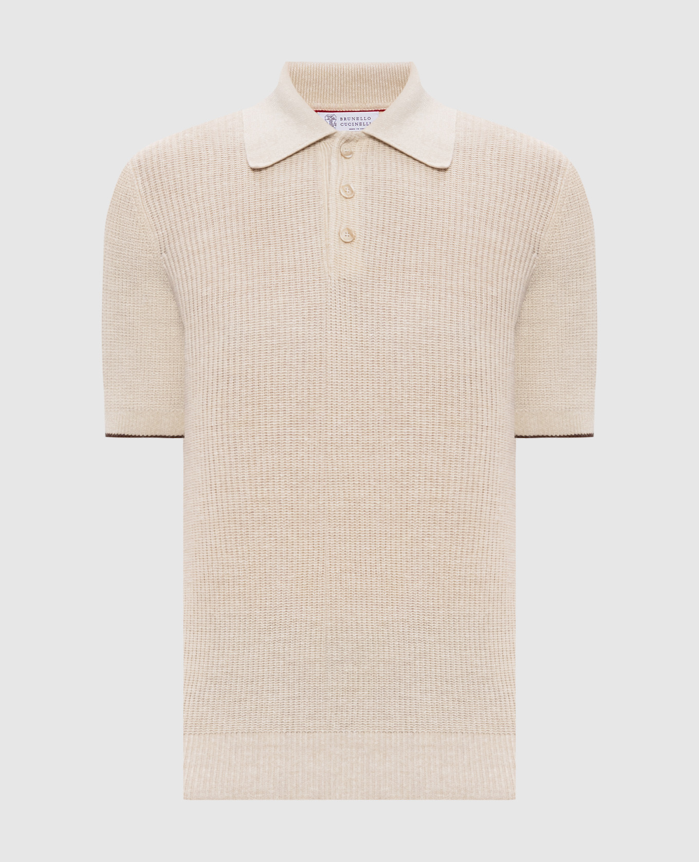 

Beige polo with linen Brunello Cucinelli
