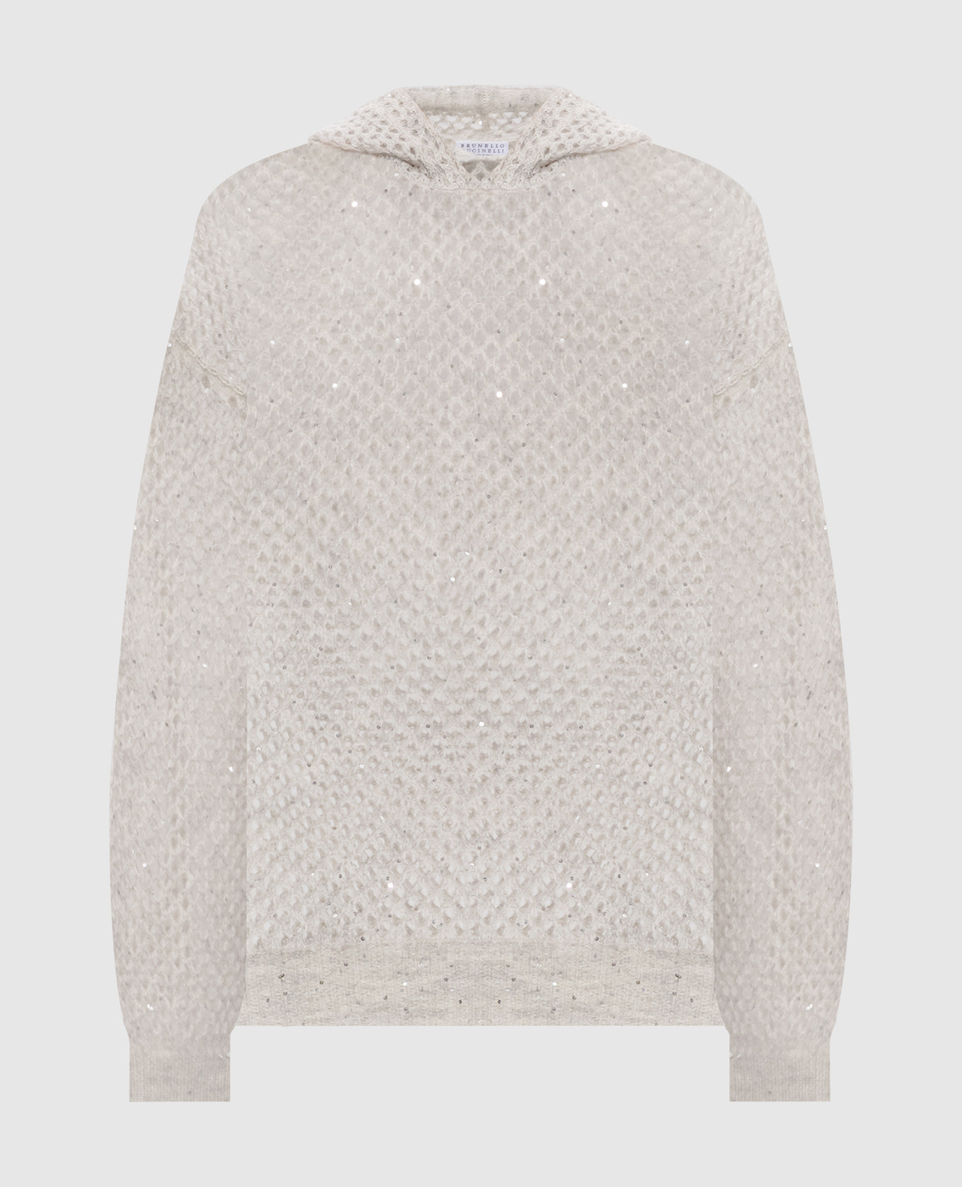 

Gray openwork hoodie with wool Brunello Cucinelli, Grey