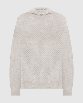 Brunello Cucinelli Gray openwork hoodie with wool MPS732409P