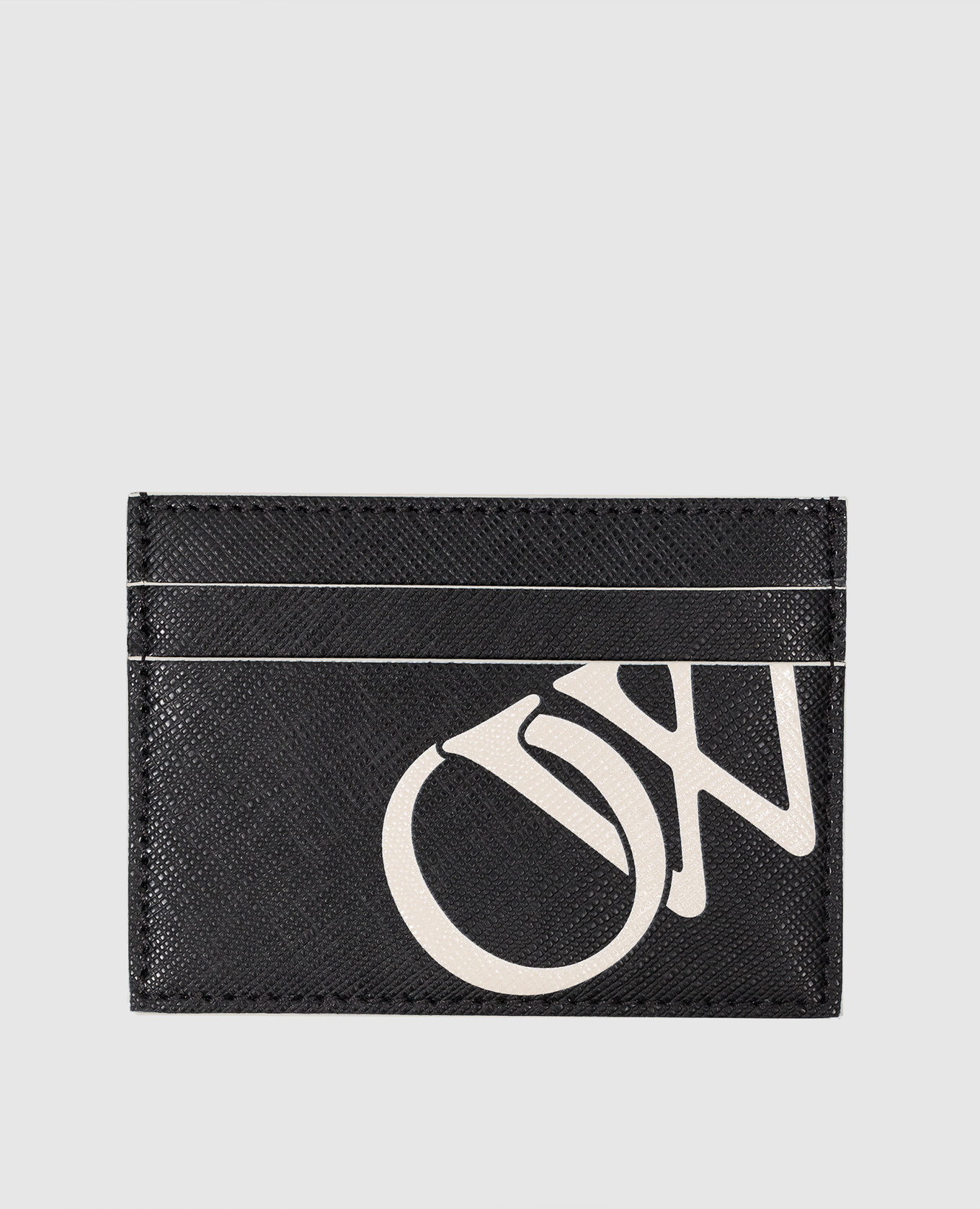 

Black leather cardholder with logo print Off-White