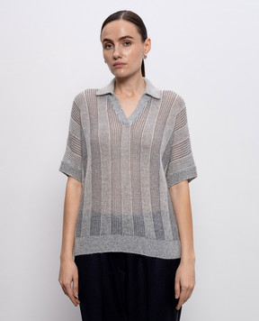 Peserico Gray striped top with wool A99371F079240A