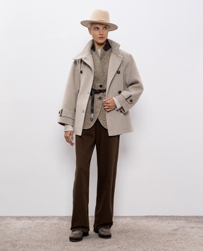 Brunello Cucinelli Beige cashmere jumper with monil chain M12707300