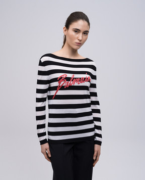 Balmain Striped merino wool jumper EF0KJ030KI43