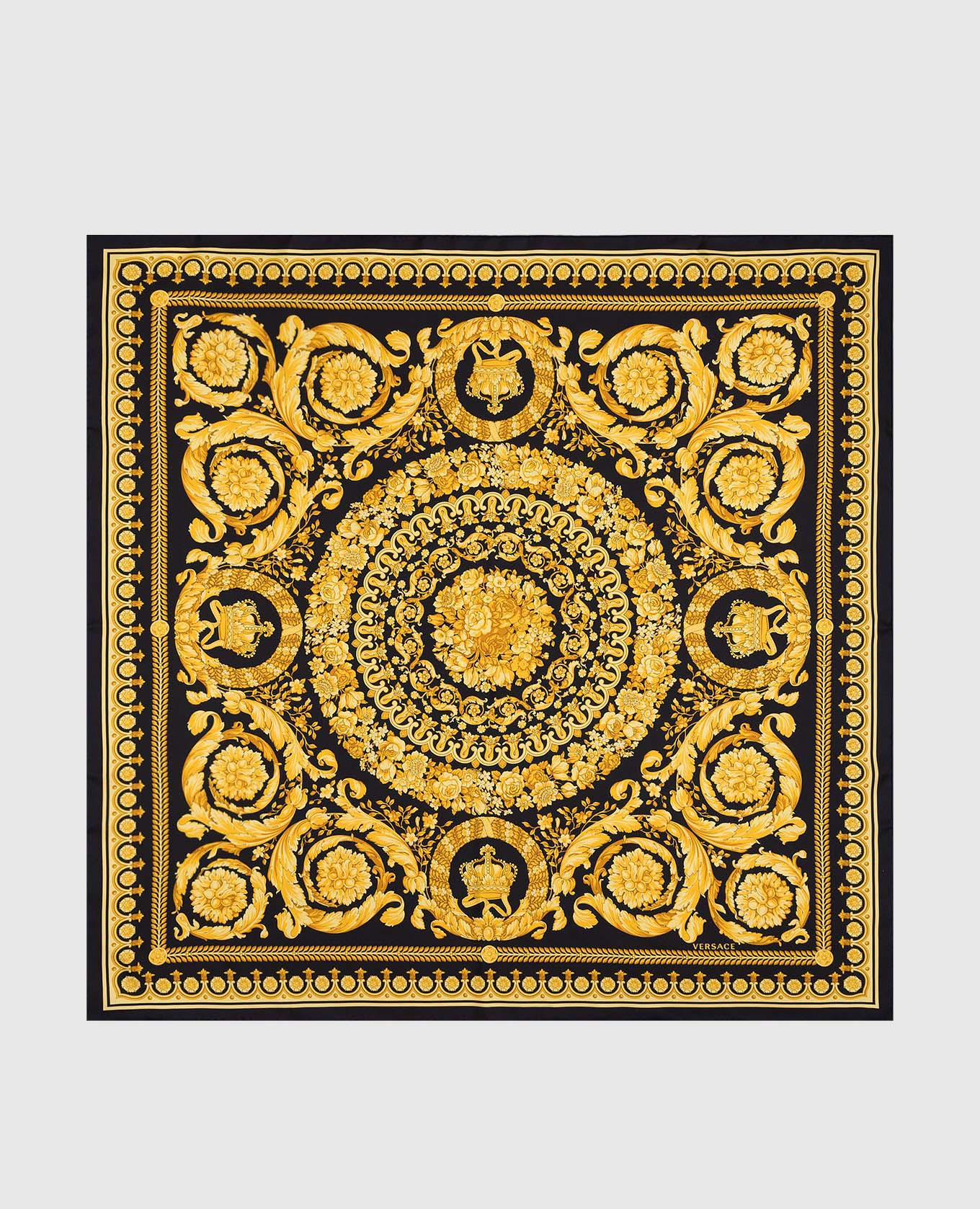 

Yellow silk scarf with BAROCCO print Versace