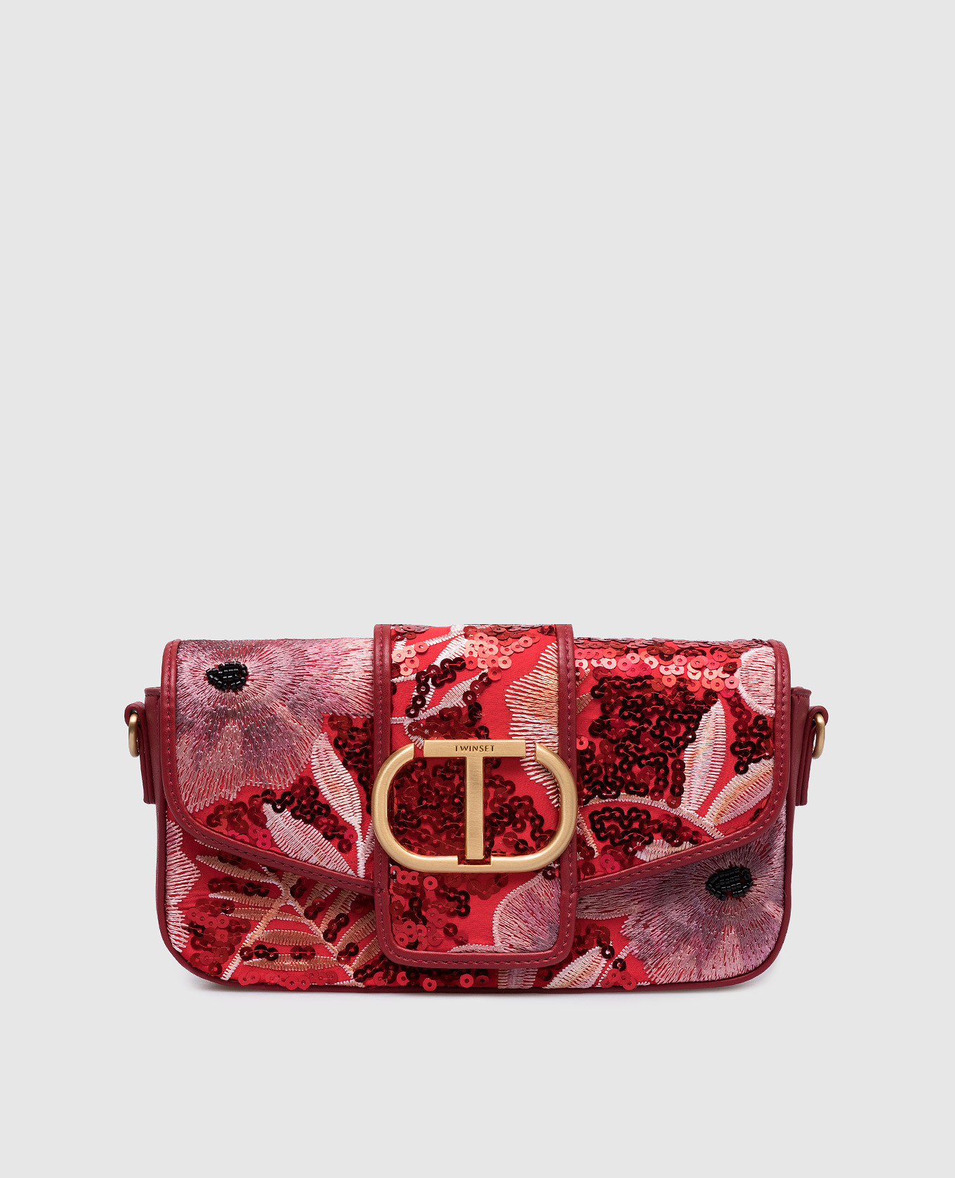 

Amie baguette bag in red with sequin logo Twinset