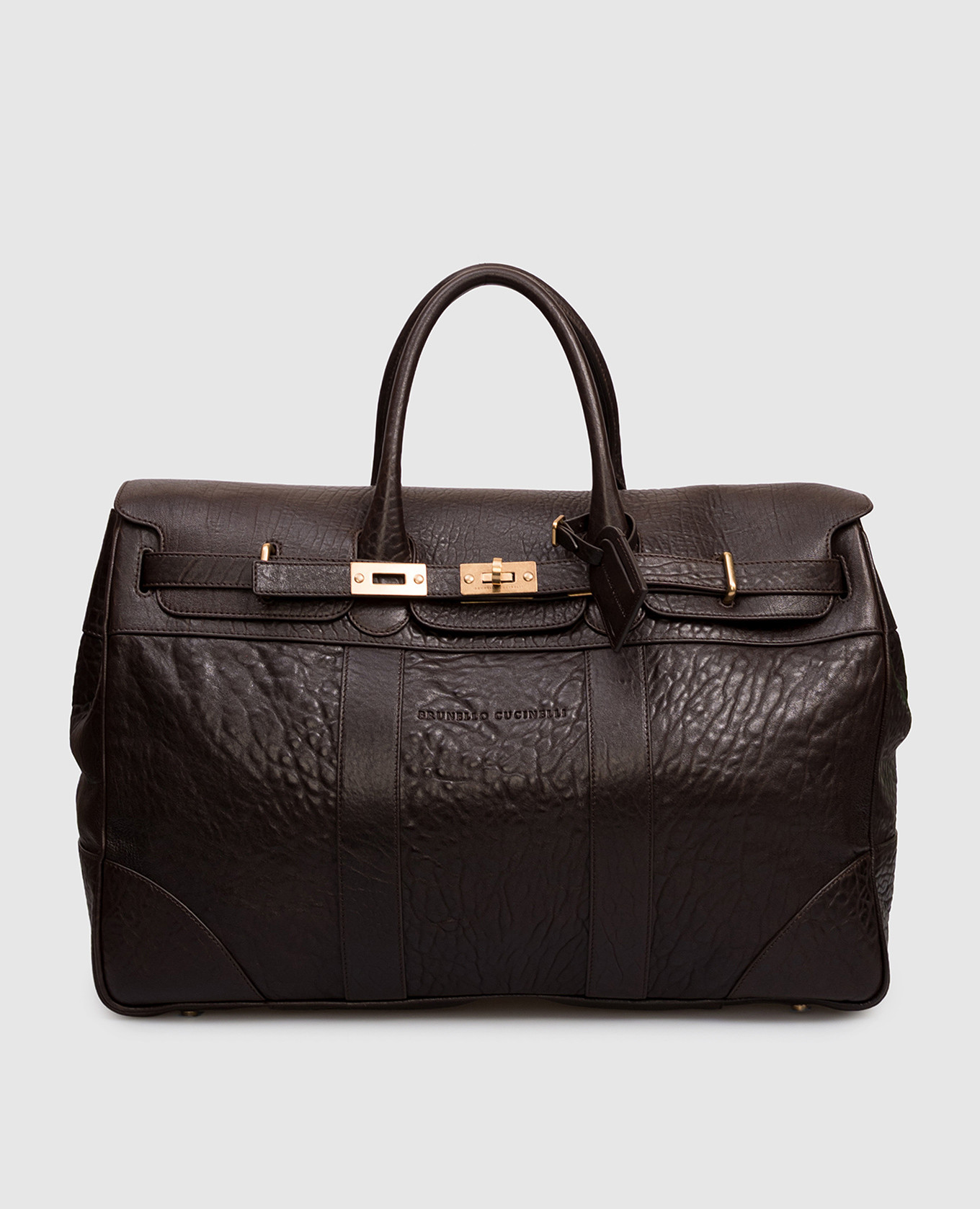 

Brown leather Country travel bag with logo Brunello Cucinelli
