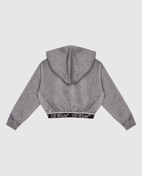 Off-White Kids gray lurex hoodie with logo pattern OGBB005F24FLE001