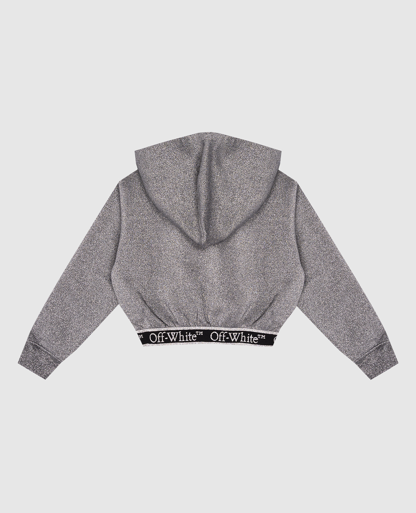 Kids gray lurex hoodie with logo pattern Off-White 2