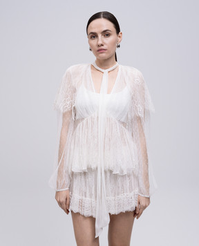 Twinset White silk blouse with lace 251TS2094