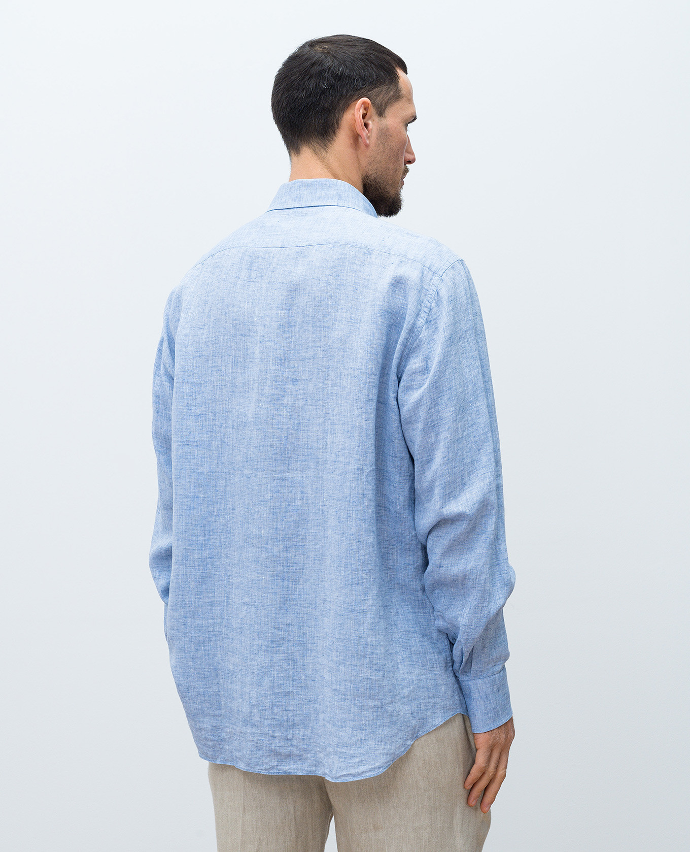 

Blue linen shirt with logo emblem Stefano Ricci, Light blue