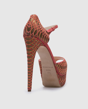 Brian Atwood Pink leather shoes with crystals TRIBECA