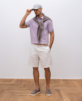 Brunello Cucinelli Purple polo with logo emblem ME8548788