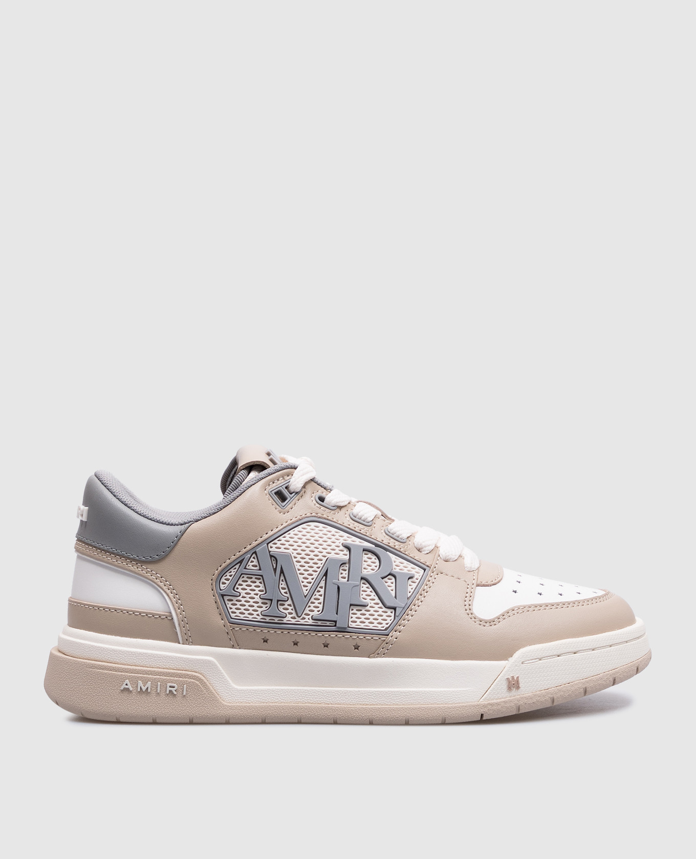 

Beige leather Classic Low sneakers with logo AMIRI