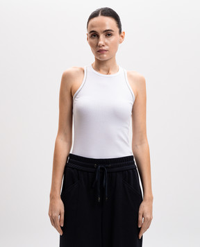Peserico White ribbed top with monil chain S08781J005669
