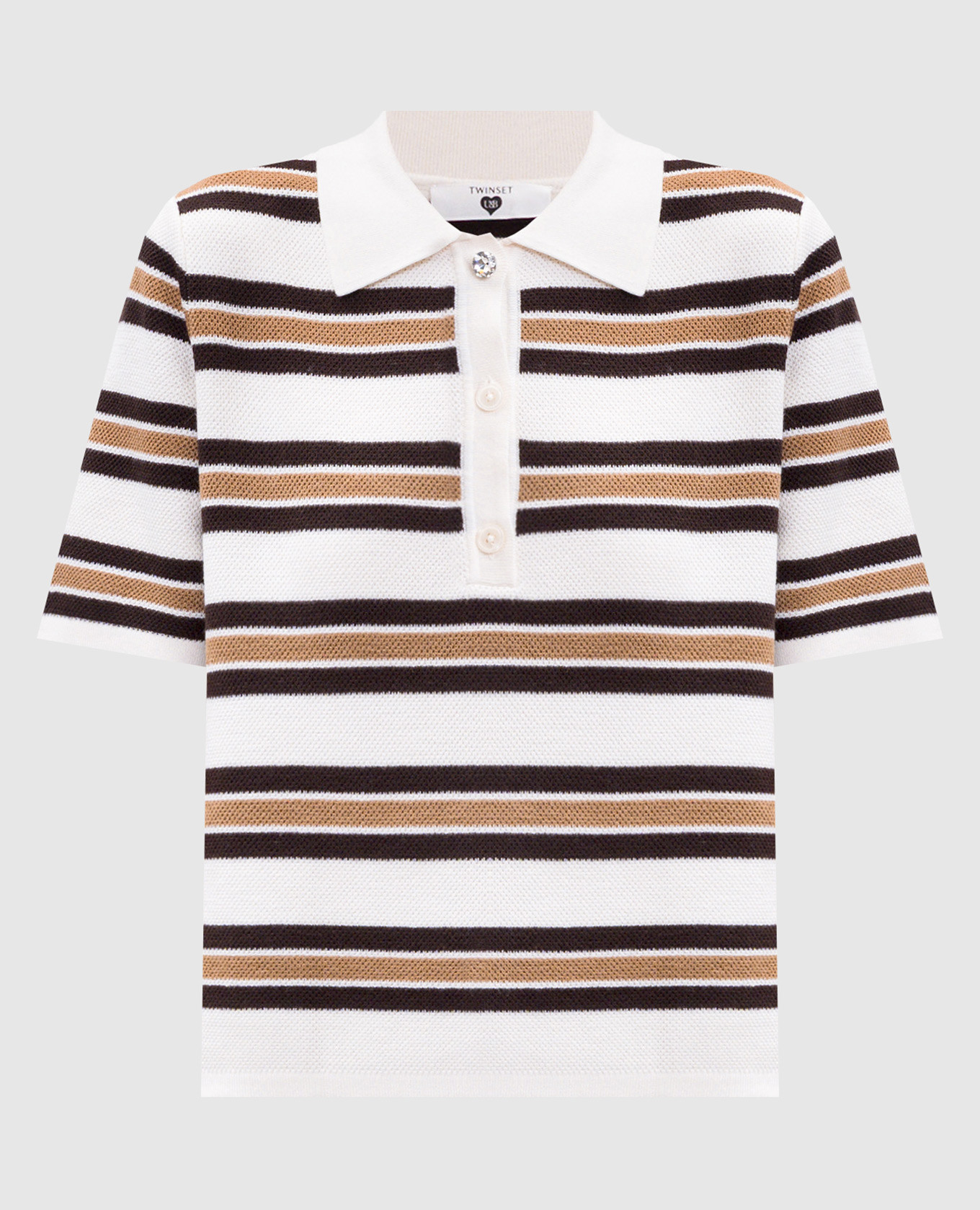 

Beige striped polo shirt Twinset