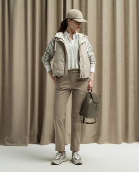Brunello Cucinelli Beige pants with monil chain MP126P8599