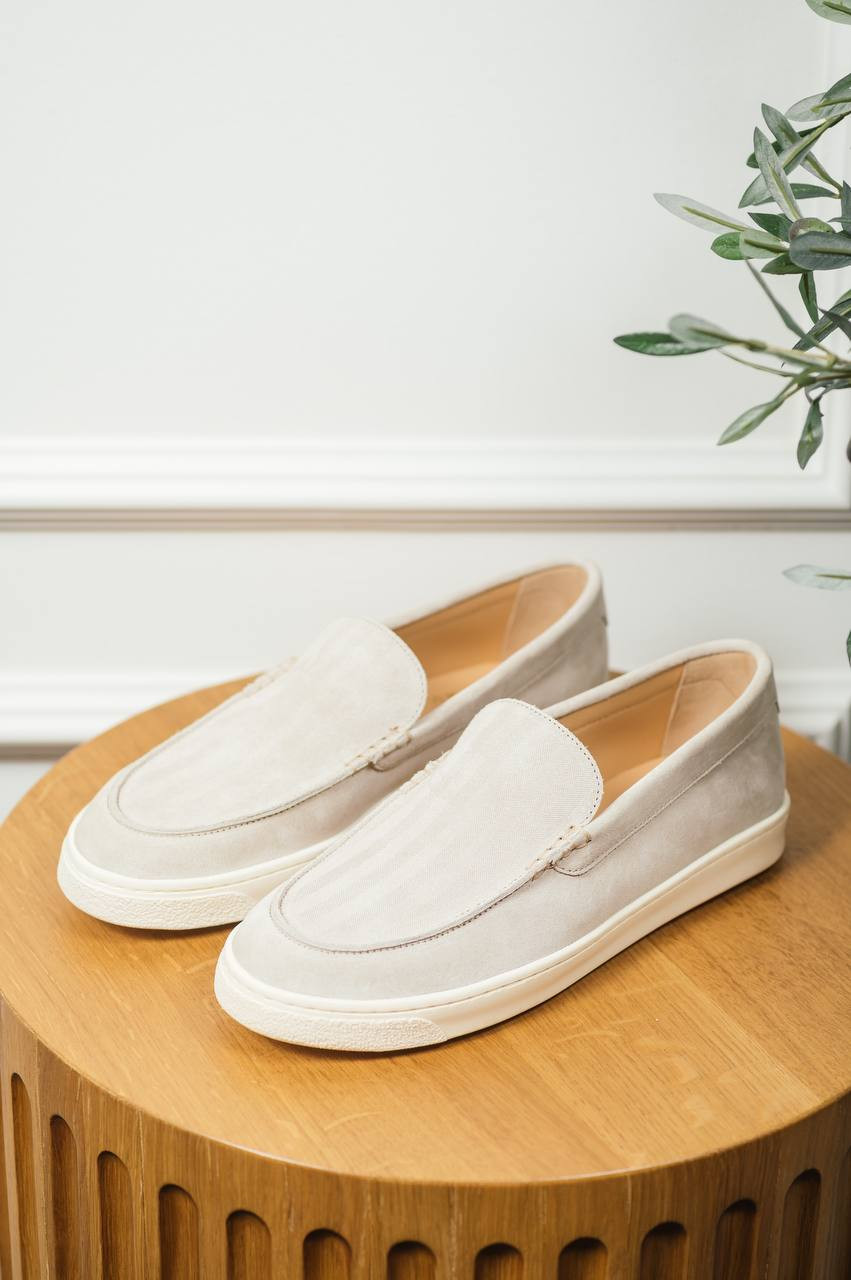 

Beige suede slip-ons Brunello Cucinelli