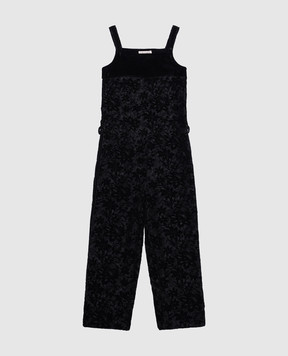 Twinset Children's black jumpsuit with velvet pattern GA72LA610