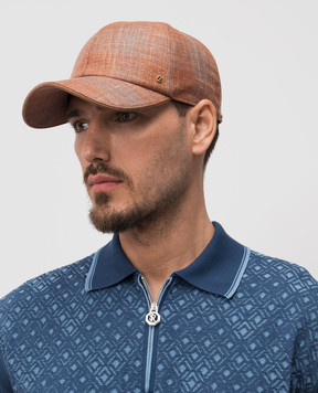 Stefano Ricci Brown wool, silk and linen checkered cap MCV51SB08ELP52HA