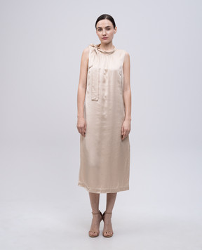 Peserico Beige midi dress with monil chain S0226006638