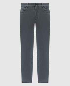 Canali Grey jeans with logo patch PD0001891719