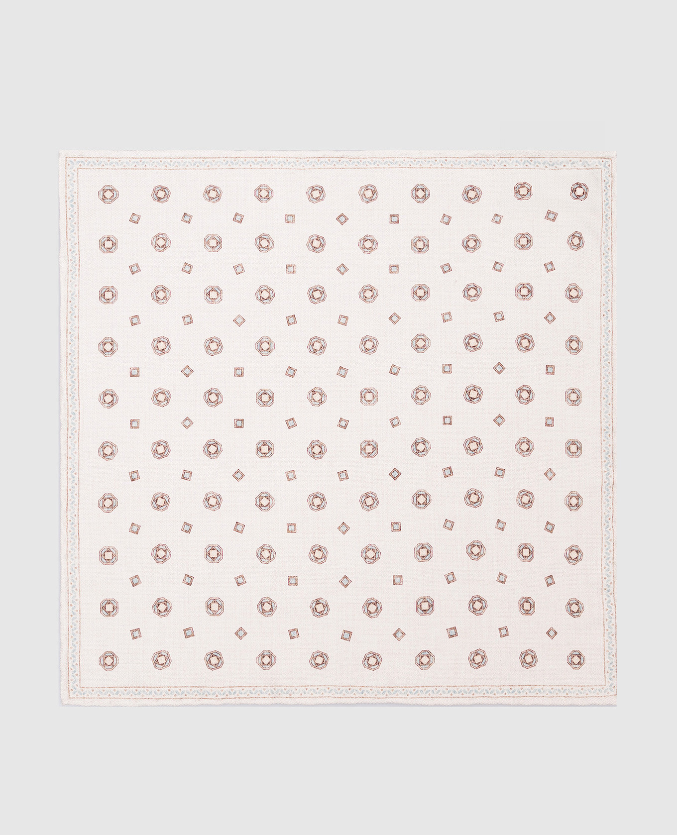 

Beige silk pachet scarf with geometric print Brunello Cucinelli