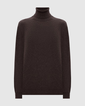 Brunello Cucinelli Dolcevita in cashmere marrone con catena monil M12150103P